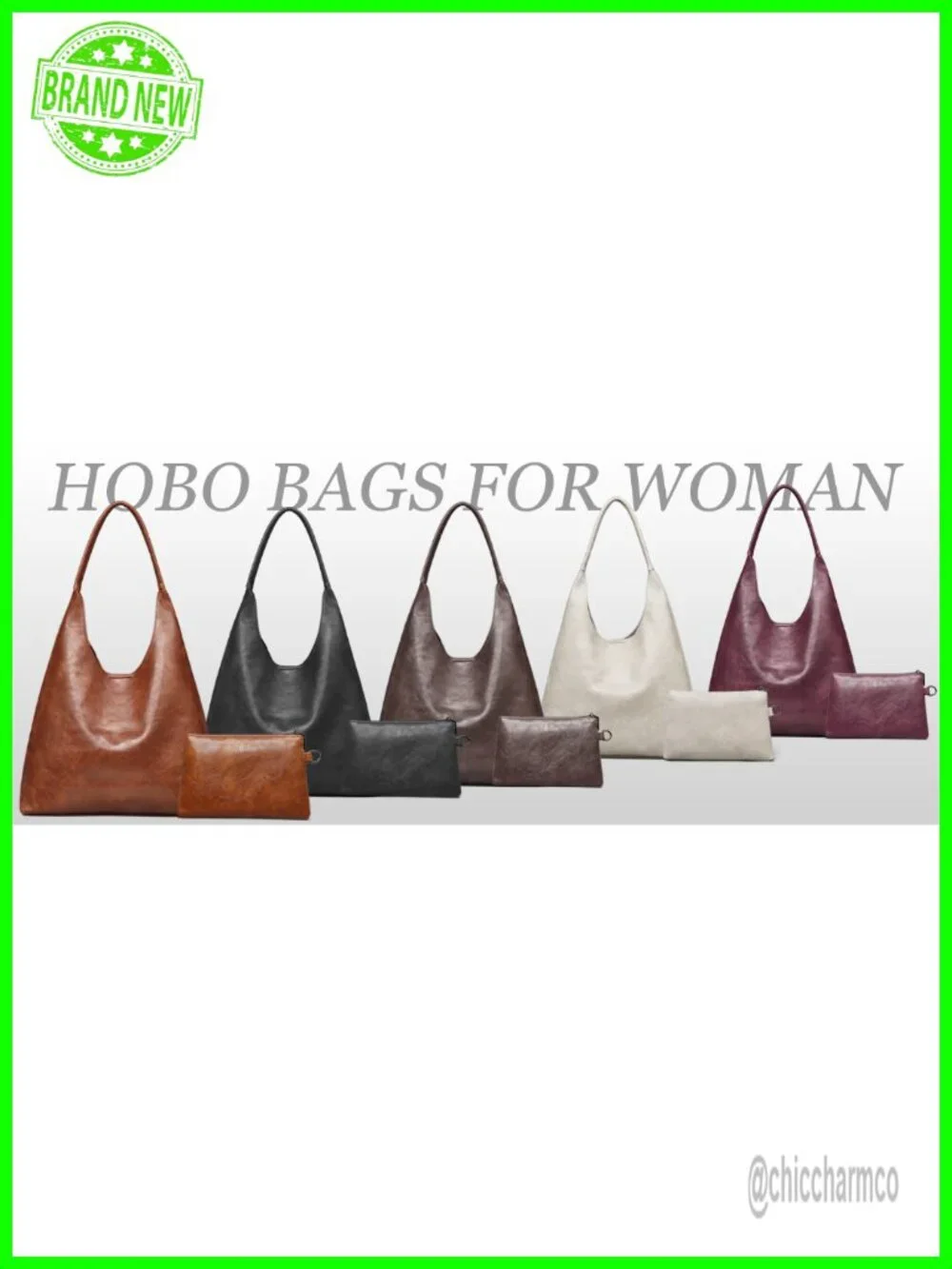 Retro Vegan Leather Slouchy Tote Hobo Bag with Small Purse